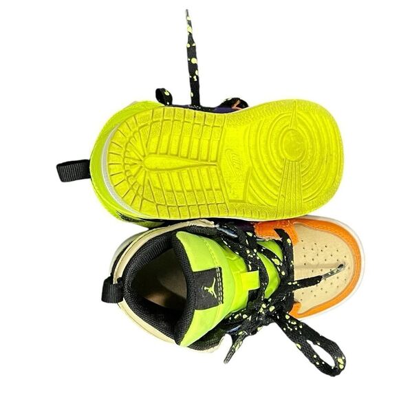 Jordan Toddler 7C Air Jordan 1 Mid SE "Volt/Vivid Orange" sneakers - Picture 3 of 5